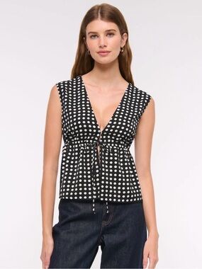 Abercrombie & Fitch - Plunge Tie Polka Dot Top